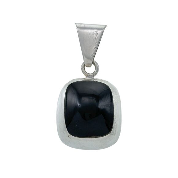 Vintage Mexico Taxco TZ-17 Sterling Silver 925 Black Onyx Slide Pendant - Picture 1 of 5
